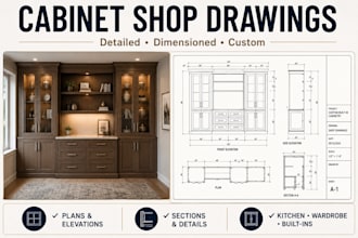 create custom cabinet shop drawings for kitchens wardrobes and built ins