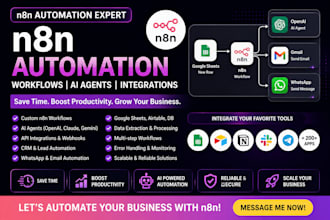 build n8n automation, workflows, ai agents and API integrations