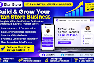 setup stan store stan store marketing stan store website systeme io landing page