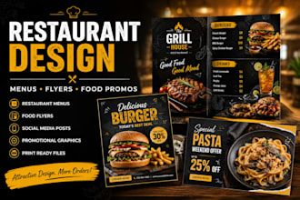 design restaurant menu food flyer and promotional graphics
