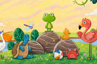 illustrate custom children story book illustration