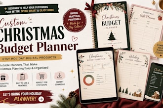 design christmas budget planner etsy holiday digital product holiday planners