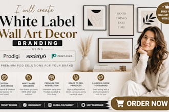 create white label branding wallart decor using prodigi society6 print aura pod