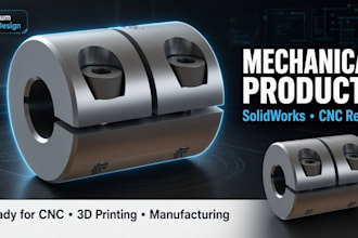 create mechanical product in solidworks ready for cnc printing and manufacturing