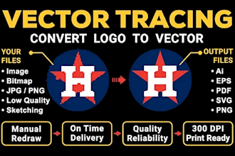 vectorize and redraw your low quality logo into vector