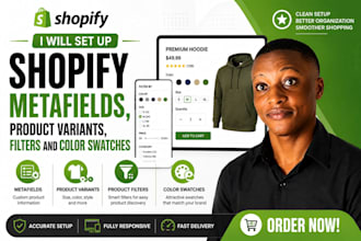 set up shopify metafields product variants filters and color swatches