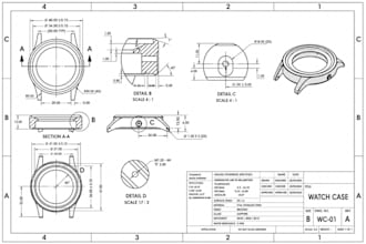 create watch case technical drawings and cad designs for manufacturing