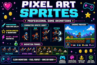 create pixel art sprites and animations with professional video game quality