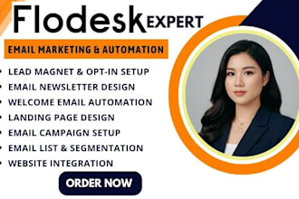 setup flodesk design email templates and automate workflow flodesk marketing VA