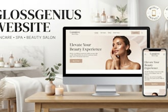 design glossgenius website skincare website spabeauty salon website
