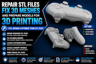 repair stl files, fix 3d meshes, and prepare models for 3d printing