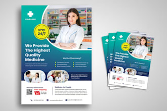 design custom medical flyer, leaflet design pamphlet for healthcare marketing
