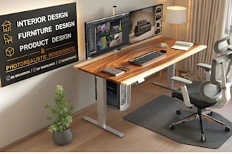 create furniture design, 3d modeling, rendering