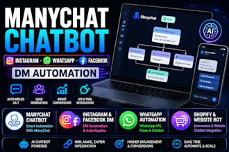build manychat chatbot, instagram whatsapp shopify and website bot