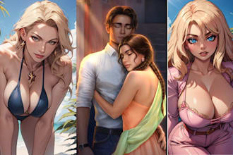 draw semi realistic anime character design and fantasy character art