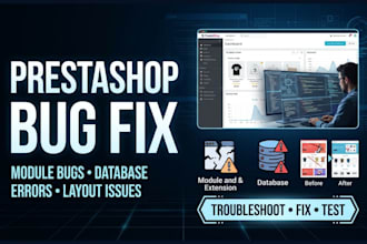 fix prestashop module bugs, database errors and store layout issues
