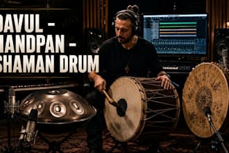 record davul, handpan and shaman drum for cinematic, meditation and world music