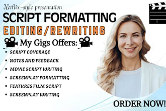 do movie script writing editing screenplay formatting proofreading script doctor