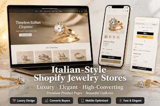 build italian shopify store, jewelery website, product page design using shopify