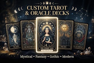 design custom tarot cards, card boxes, and oracle deck crads