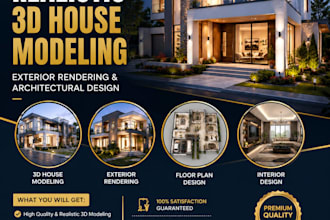 create realistic 3d house modeling, exterior rendering and architectural design