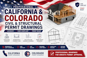 prepare california and colorado civil structural permit drawings