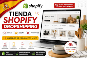 build spanish french shopify dropshipping store for home kitchen product SEO
