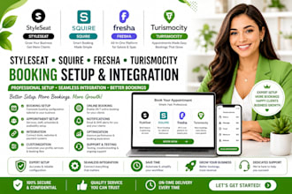 do styleseat squire fresha turismocity setup and integration and customization