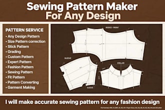 create professional digital sewing patterns for garments in PDF and dxf