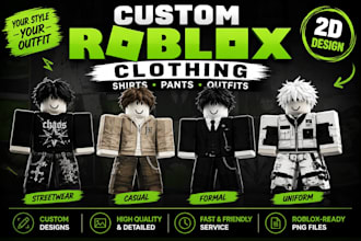 design custom roblox clothing, shirts, pants and outfits