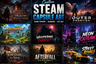 design custom steam capsule art steam game art game cover banner and key art