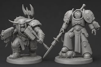 sculpt warhammer 40k miniatures, orks, grey knights tabletop stl for 3d printing