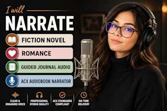 narrate fiction novel, romance, guided journal audio, acx audiobook narrator