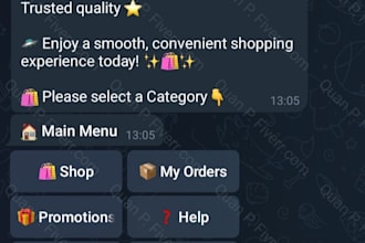 develop a custom telegram bot for ecommerce and crypto payment