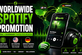 promote your spotify music, spotify album worldwide to USA, german listeners