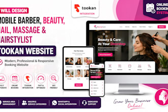 design mobile barber hairstylist nail massage beauty services tookan website