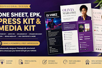 design one sheet epk press kit media kit author kit for brand artist influencers