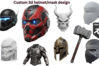 create custom 3d cosplay helmet, mask, armor, prop and printable stl model