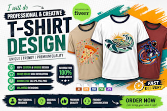 create professional custom t shirt design, vector and print ready artwork
