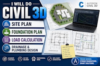 do civil 3d site plan foundation plan load calculation, drainage plumbing design