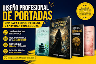 diseño profesional de portadas para libros impresos en KDP y portadas para ebook