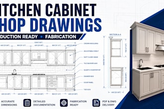 create production ready kitchen cabinet shop drawings for fabrication