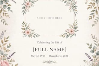 design funeral program, obituary and memorial in 24 hrs