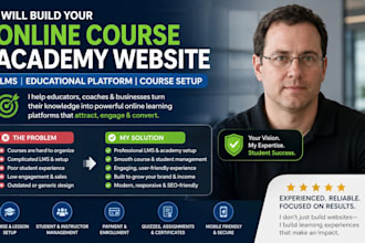 build online course academy website, lms educational platform with course setup