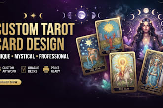 design custom tarot card, spiritual card illustration and zodiac card