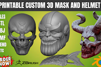 design 3d mask, 3d helmet, cosplay armor and props stl for 3d printing