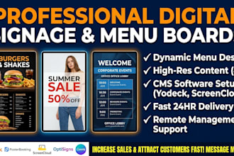 create digital signage screen content and menu boards posterbooking, yodeck