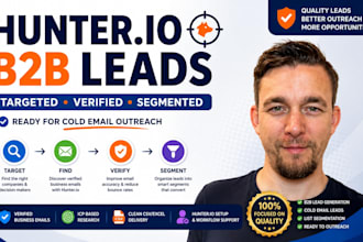 create hunter io cold email leads setup list segmentation b2b lead generation