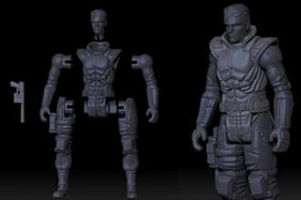 create custom jointed articulated figure anime figurine model for stl printing