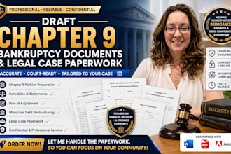 draft chapter 9 bankruptcy documents and legal case paperwork
